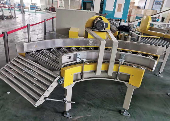 SEW Motorlu Eğri Makaralı Konveyör 0.75 - 1.5 KW Paketleme Hatlarında Paletleme
