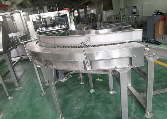 Robot Paslanmaz Çelik İçin Paketleme Hattı 0.75Kw Eğri Paletleme Konveyörü